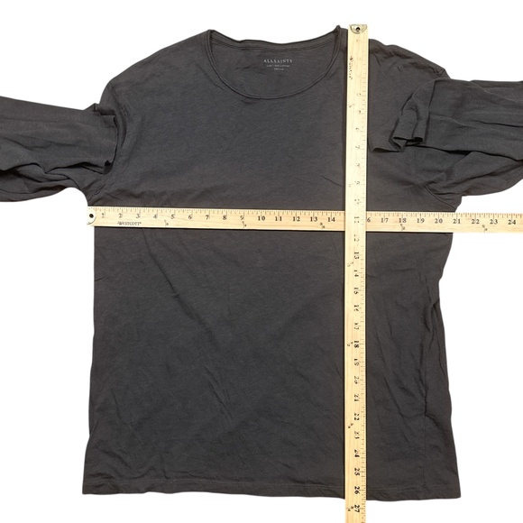 All Saints Figure Raw Hem Crewneck Gray L/S T Shirt Mens Large - Picture 8 of 8